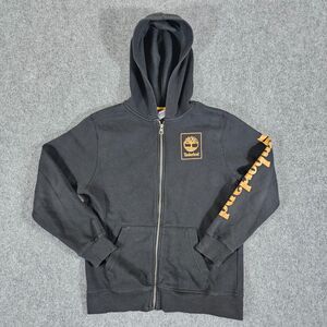 Timberland Zip Up Hooded Sweater Black/Gold Youth Size Large (14-16) Classic 90s